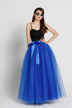 Light-blue Full Tulle Skirt Outfit Women Custom Plus Size Tulle Maxi Skirts image 13