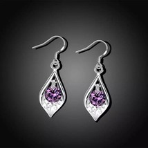 New Beautiful Purple Sparkle Stone Dangle Earrings - £5.58 GBP