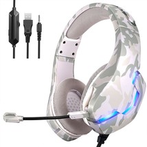 7 Color LED Professional Gaming Headphone  Camouflage off white - £25.33 GBP