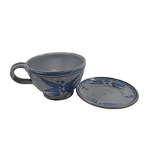 Vintage Tralee Studio Pottery Secar Tea Coffee Mug Cup Blue Abstract Design - $32.71