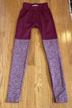 GymShark Leggings XS High waisted Red burgundy space dye color block ath... - £15.46 GBP