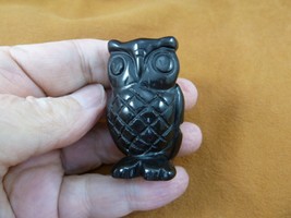(Y-BIR-OW-735) little Black onyx OWL bird gemstone figurine I love OWLS ... - $23.36