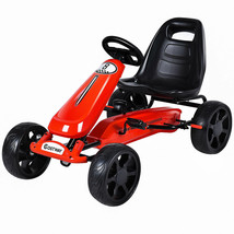 Honeyjoy Go Kart Kids Ride On Car Pedal Powered Car 4 Wheel Racer Toy Red - £145.32 GBP