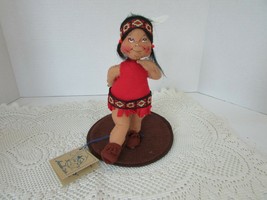 Annalee Doll 1994 Native American Girl Doll W/WHITE Feather On Base 7.5&quot; - £19.74 GBP