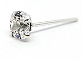 Nose Stud 3mm Clear Round Crystal 22g (0.6mm) Real 925 Silver Straight Bendable - £3.83 GBP