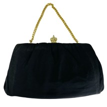 Vintage Black Fabric Evening Purse Clutch Wedding Handbag 9 x 5 u - $23.99