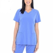 Medical Scrubs BT Supply Co Top 2 PACK Women&#39;s Large V-neck Ceil Ciel Blue - £20.79 GBP