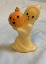 Vintage GURLEY HALLOWEEN Candle Ghost Holding Orange Pumpkin Jack-o-lantern - £11.14 GBP