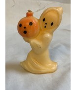 Vintage GURLEY HALLOWEEN Candle Ghost Holding Orange Pumpkin Jack-o-lantern - £11.16 GBP