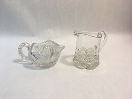 Set of Two (2) Heavy Clear Cut Leaded Glass / Crystal Creamers Pitchers - £24.82 GBP