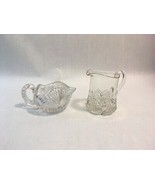 Set of Two (2) Heavy Clear Cut Leaded Glass / Crystal Creamers Pitchers - £24.73 GBP