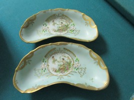 Pair Of Porcelain Victorian Bone/Pin Dishes, Cherubs And Maiden Antique - £58.48 GBP