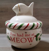 Lenox Christmas Pet Cat Treat Bowl Holly Berry Peppermint You Had Me at Meow - $27.72