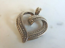 Womens Vintage Estate Sterling Silver Heart Pendant 4.9g E5686 - £19.62 GBP