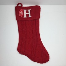 Holiday Time Red Knit Christmas Stocking Embroidered Monogram Letter &quot;H&quot;... - $24.99