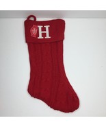 Holiday Time Red Knit Christmas Stocking Embroidered Monogram Letter &quot;H&quot;... - £19.91 GBP