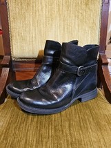 BORN BLACK LEATHER ANKLE BOOTS FASHION BOOTIES SHOES HEELS US WOMEN SZ 8 M - $39.55