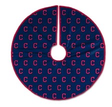 MLB Cleveland Guardians Indians Christmas Tree Skirt Blue and Red 52&quot; Diameter - £16.20 GBP