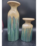 Set (2)   Studio Art Pottery turquoise Colors Drip Glaze Candle Holders ... - $27.12 CAD