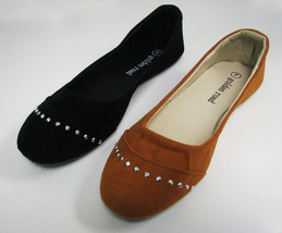 New Womens Ballet Flats Fashion Faux Suede Rhinestone Ballerina Shoes Si... - $9.26