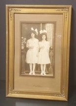 Antique 1920 Sisters Portrait Photograph Framed Kirkness Studio Baltimore MD 18&quot; - £50.59 GBP