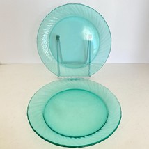 Torsade Turquoise Glass Arcoroc France Set of 2 Salad Plates 7.5” - £17.54 GBP