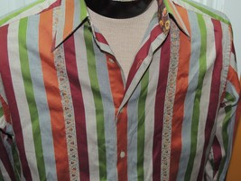 Men&#39;s MED Robert Graham Long Sleeve Shirt 100% Cotton Embroidered Houndstooth - £24.66 GBP