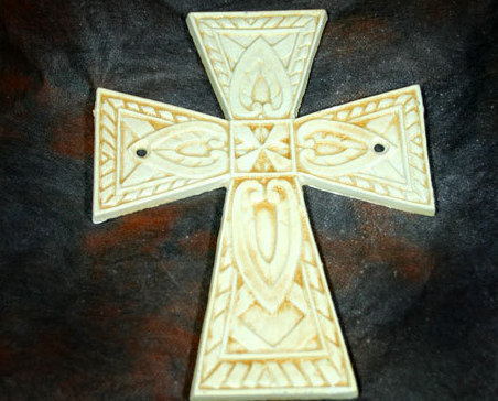 Antique White Iron Cross with Square Celtic Design - £5.58 GBP