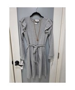Rare Editions Girls Dress Gray Ribbed Knit Long Sleeve Belted + Necklace... - €16,42 EUR