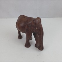 Vintage Hand Carved Wooden Elephant Lucky Trunk Up Statue Sculpture 5.25&quot; x 6&quot; - £23.16 GBP
