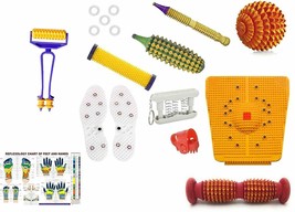 Acupressure Assorted kit Massager Tools Combo Kit With Foot Roller Wooden Set 11 - £36.60 GBP