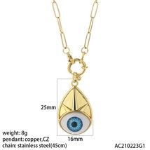 Evil Blue Eye Woman&#39;s Necklace Gold Color Enamel Pendant Necklace for Women Stai - £13.63 GBP