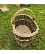 Two-Tone Wicker Basket with Handle – Handmade Rustic Willow Basket  - $207.09 CAD