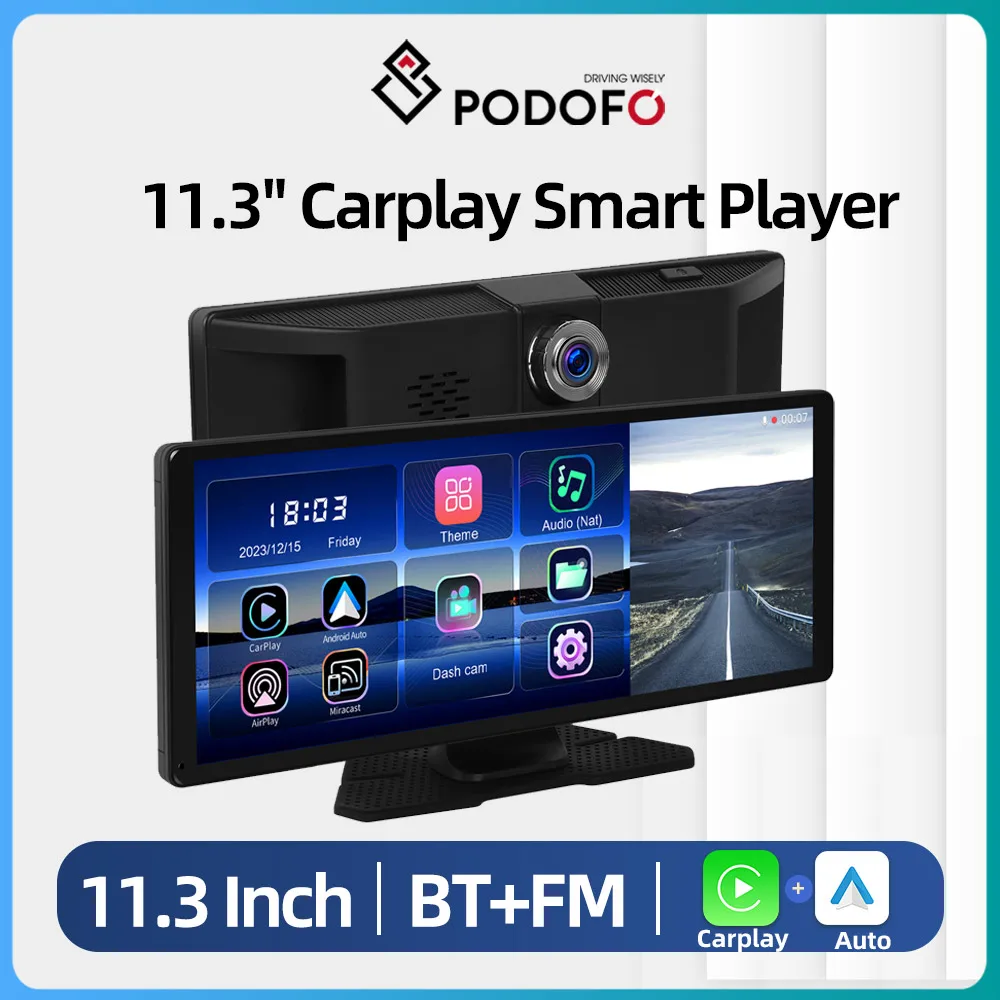 Podofo 11.3&#39;&#39; Car Rear Mirror With Video Recorder 4K Mirror Camera Dashboard - £124.71 GBP+