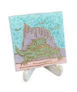 Ceramic Art Tile Desert Canyon Green Lizard Jay Kay Molds 4x4 in with Stand - £27.36 GBP