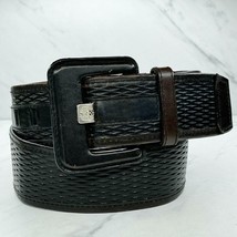 Vince Camuto Brown Wide Embossed Genuine Leather Belt Size Small S - $16.82