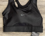 NIKE Sports Bra Black Medium-Support 1-Piece Pad Shine Swoosh CT3789-010... - $24.18