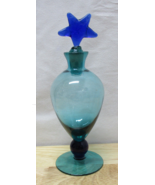 Vintage Peacock  Petite Decanter/Perfume Bottle w/Cobalt Star Shaped Sto... - £26.71 GBP