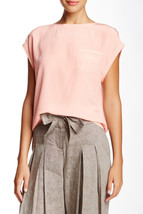 NWT $198 LAMB New Blush Pink Short Sleeve Silk Top Blouse S Womens Designer Work - £154.39 GBP