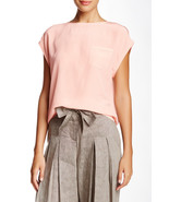 NWT $198 LAMB New Blush Pink Short Sleeve Silk Top Blouse S Womens Desig... - £153.62 GBP