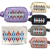 HZ-4346 Aztec Embroidered Nylon Fanny Pack Belt Bag - £23.17 GBP