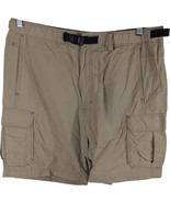 REI Cargo Shorts Mens Large Beige Khaki Nylon Quick Dry UPF50 Waist Belted - $25.74