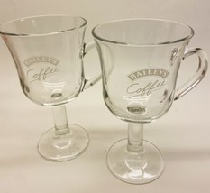 Baileys Hot Cold Glasses Coffee Mug Mugs Pedestal Lot of 2 GIFT - £17.30 GBP