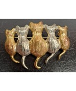 Gold and Silver colored Cats with backs and tails brooch pin Jewelry - £10.83 GBP