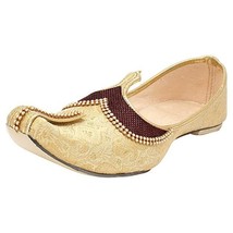 Mens Wedding Jutti Indian Mojari ethnic Khussa Flat Shoe US size 8-12 Gold B Tom - £25.74 GBP