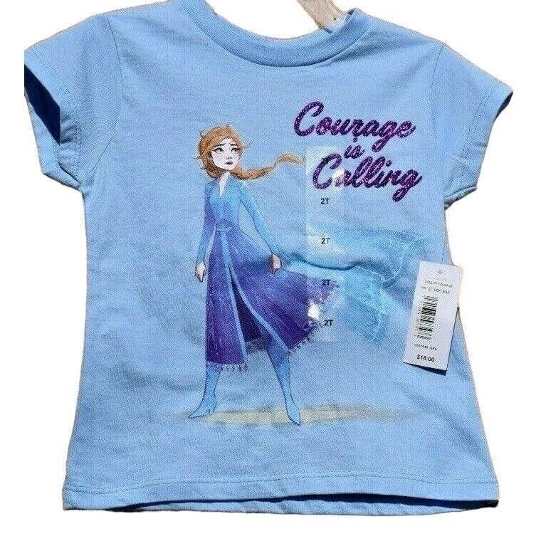 Primary image for Disney Girls 2T Frozen 2 Light Blue Courage is Calling Short Sleeve TShirt New