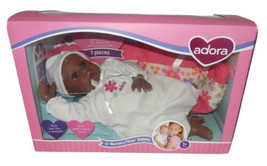 Adora Nursery Time Baby Doll 16&quot; Dark Skin With Bed Carrier Set - Discon... - £115.76 GBP