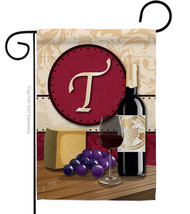 Wine T Initial Garden Flag 13 X18.5 Double-Sided House Banner - £15.96 GBP