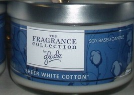 (1) Glade Fragrance Collection Sheer White Cotton 3 Wick Soy Based Candle - $12.62