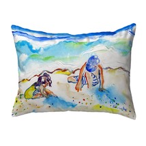Betsy Drake Playing in Sand No Cord Pillow 16x20 - £42.76 GBP